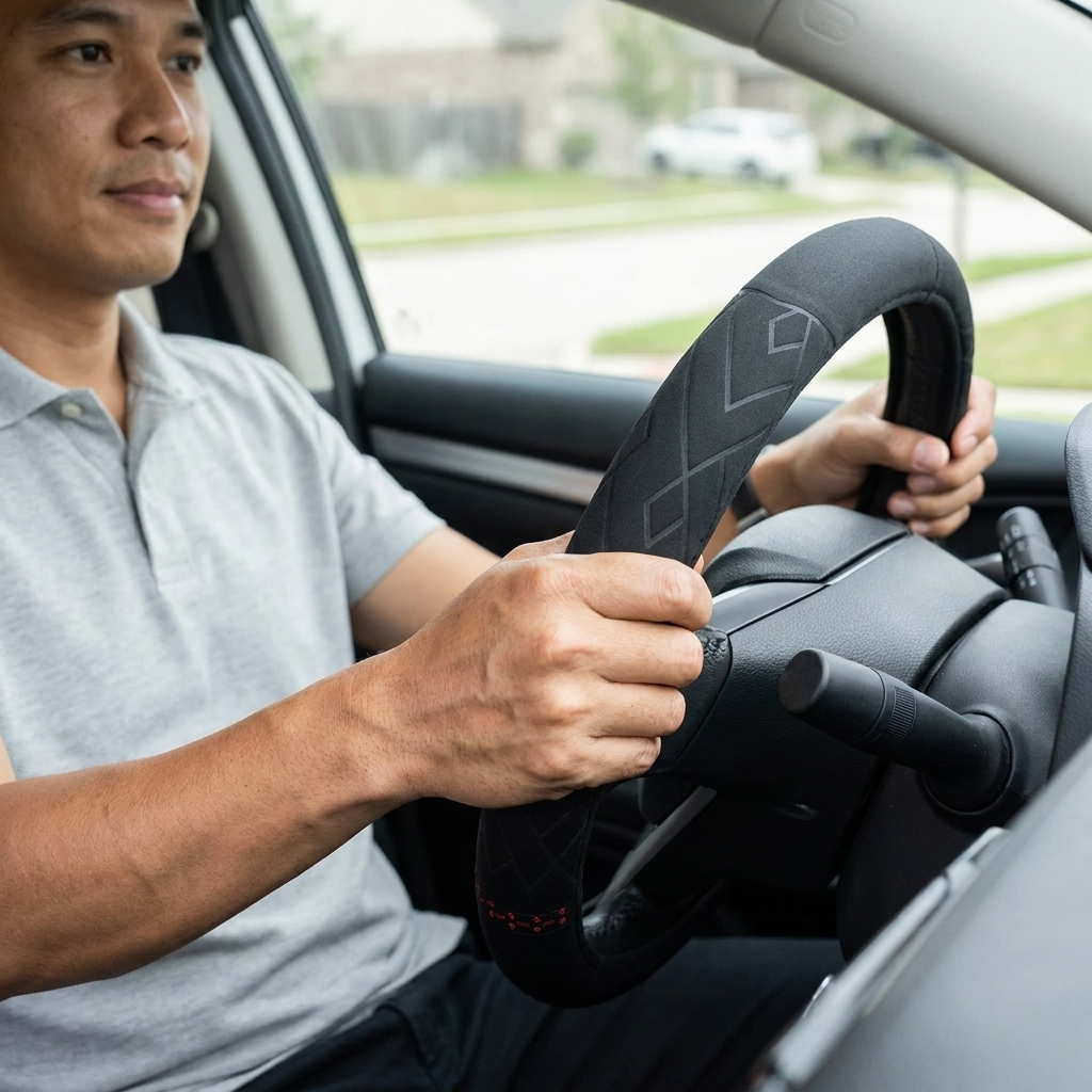 AUTOJZ Cover Setir Mobil Suede Non Slip Ultra Thin Steering Wheel 38cm - V30 Gambar produk AUTOJZ Cover Setir Mobil Suede Non Slip Ultra Thin Steering Wheel 38cm - V30 - 4