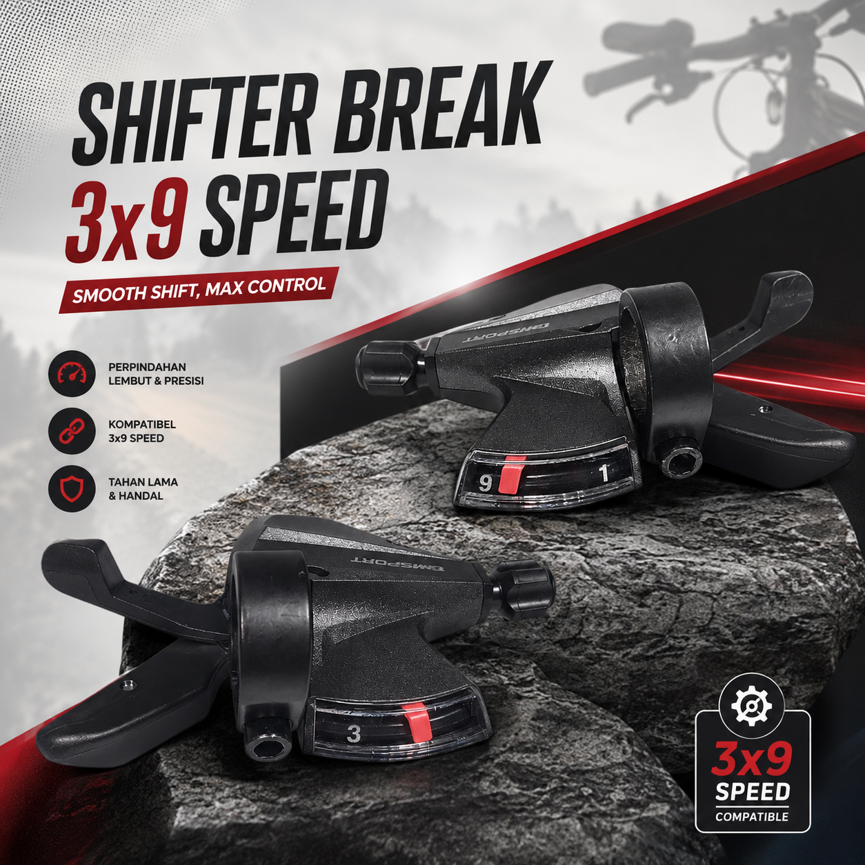 Gambar produk TaffSPORT Shifter Break Operan Gigi Sepeda Universal 3x9 Speed 2 PCS - SL-M370 - Utama