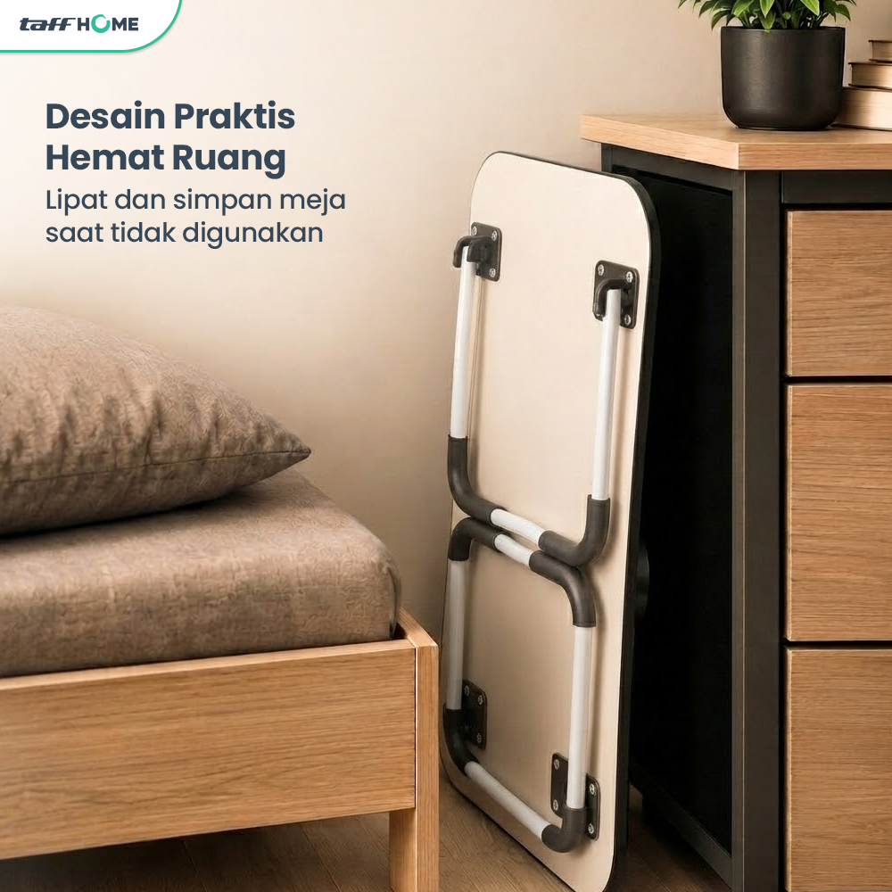 TaffHOME Meja Lipat Belajar Kerja Foldable 80x39.5cm with Cup Slot - BC40 Gambar produk TaffHOME Meja Lipat Belajar Kerja Foldable 80x39.5cm with Cup Slot - BC40 - 4