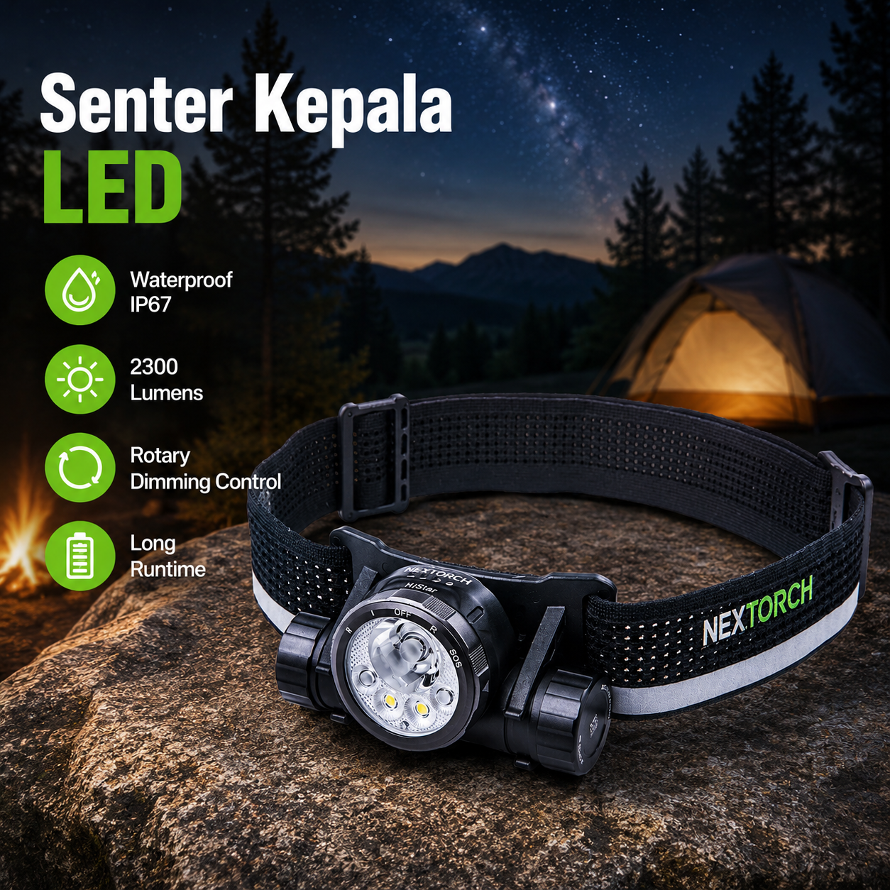 NEXTORCH Senter Kepala LED Headlamp Waterproof IP67 2300 Lumens - hiStar Gambar produk NEXTORCH Senter Kepala LED Headlamp Waterproof IP67 2300 Lumens - hiStar - Utama