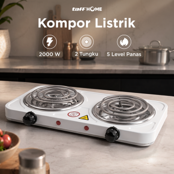 TaffHOME Kompor Listrik 2 Tungku Portable 5 Gear Coil Hot Plate 2000W - C2-2000-20