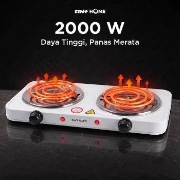 Gambar produk TaffHOME Kompor Listrik 2 Tungku Portable 5 Gear Coil Hot Plate 2000W - C2-2000-20 - 1
