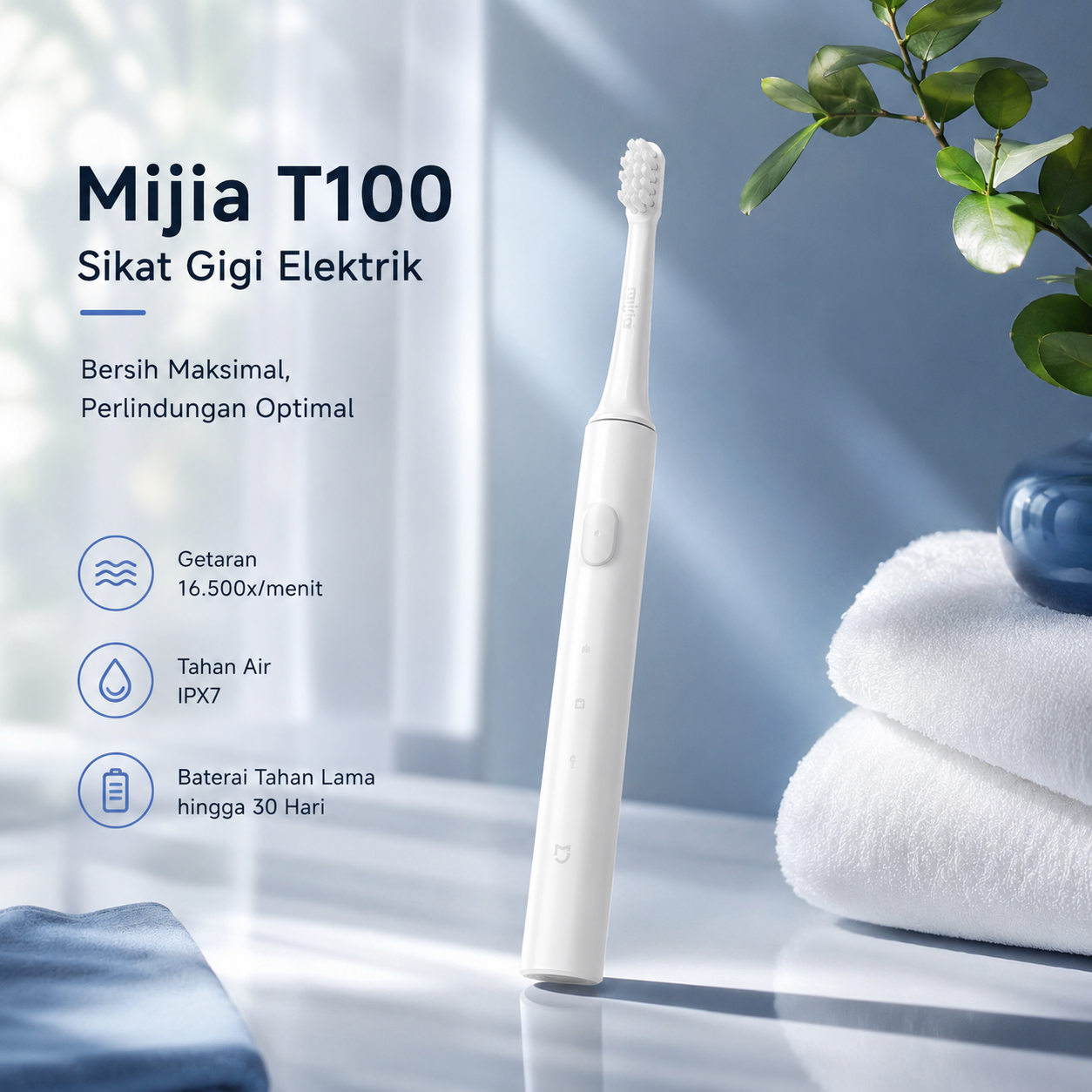 Mijia T100 Sonic Sikat Gigi Elektrik 1PCS - MES603 Gambar produk Mijia T100 Sonic Sikat Gigi Elektrik 1PCS - MES603 - Utama