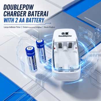 Gambar produk Doublepow Charger Baterai Rechargeable 2 Slot AA AAA with AA 2 PCS - DP-B01 800