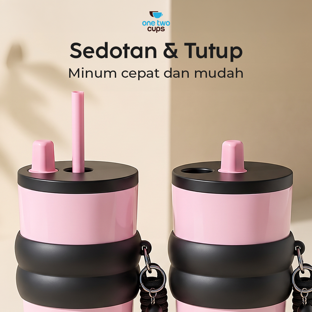 One Two Cups Botol Minum Tumbler Air Panas Dingin with Straw 710ml - YS-9000 Gambar produk One Two Cups Botol Minum Tumbler Air Panas Dingin with Straw 710ml - YS-9000 - 3
