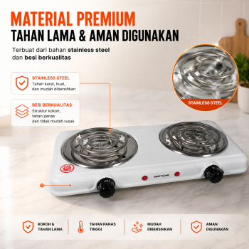 Gambar produk TaffHOME Kompor Listrik 2 Tungku Portable Coil Hot Plate 2000W - SHP-5703 - 5
