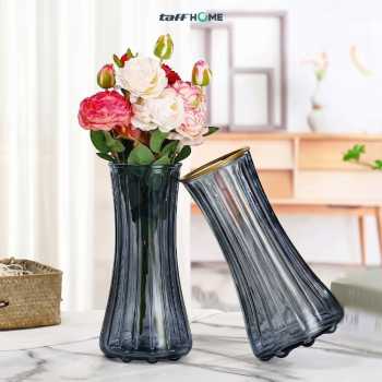 Gambar produk TaffHOME Vas Bunga Kaca Bening Estetik Vintage Glass Flower Vase - Y23 - 2