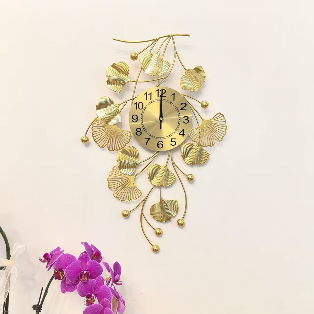 TaffHOME Jam Dinding Elegan Daun Ginkgo Quartz Movement 55cm - 26004 Gambar produk TaffHOME Jam Dinding Elegan Daun Ginkgo Quartz Movement 55cm - 26004 - 1