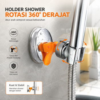 BATHE PROJECT Holder Kepala Shower Mandi 360 Derajat Plastik Suction - JJ14711