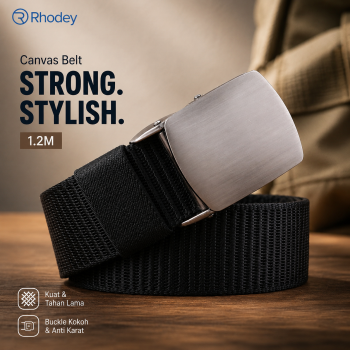 Rhodey Gesper Tali Ikat Pinggang Pria Canvas Stylish Buckle Belt 1.2M - MU071