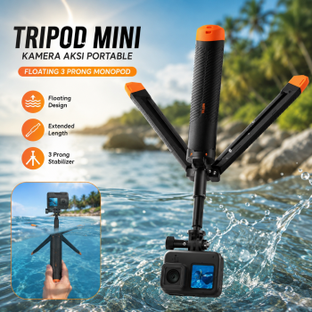 Gambar produk TELESIN Tripod Mini Kamera Aksi Portable Floating 3 Prong Monopod - S1-TSS-02