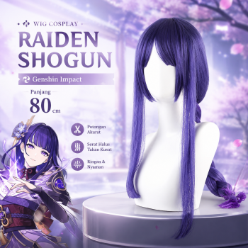 Huafei Wig Rambut Palsu Genshin Impact Raiden Shogun Cosplay 80cm - L-148