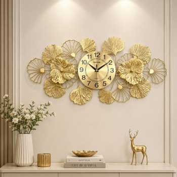 TaffHOME Jam Dinding Elegan Daun Ginkgo Quartz Movement 60cm - 2143-60