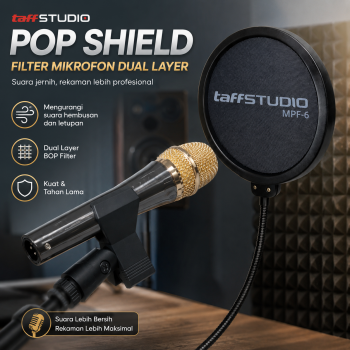 TaffSTUDIO Pop Shield Filter Mikrofon Dual Layer Peredam Noise BOP - MPF-6