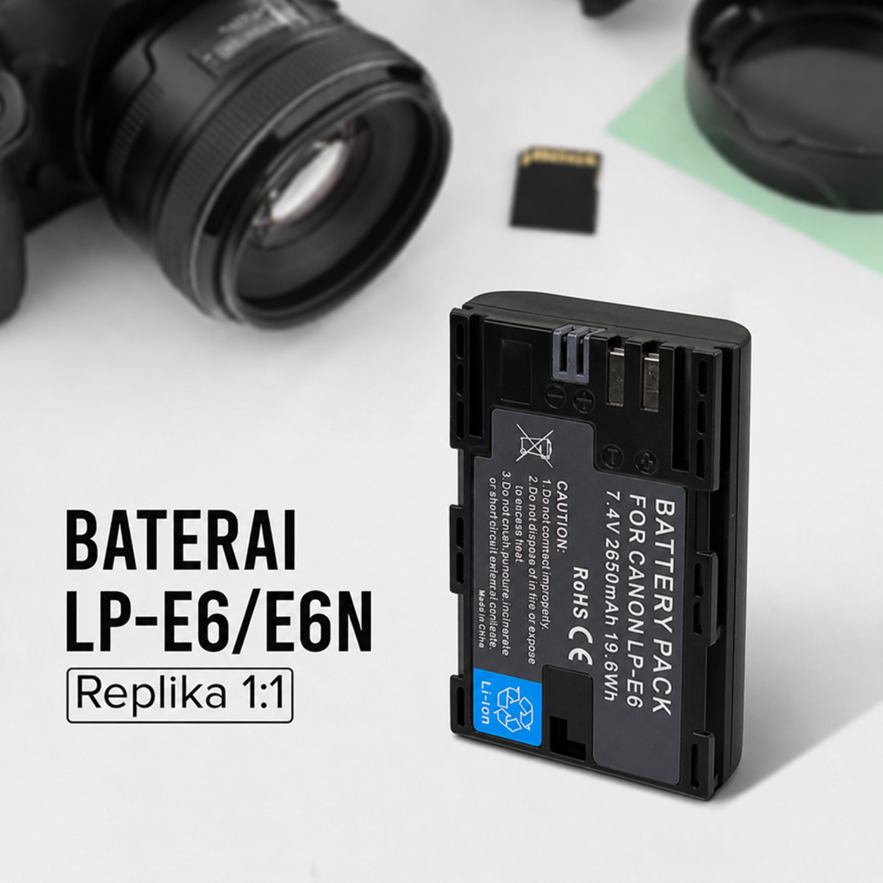 Gambar produk Baterai Kamera Canon EOS 5D Mark II 60D 7D Rechargeable 2650mAh - LP-E6/E6N (Replika 1:1) - Utama