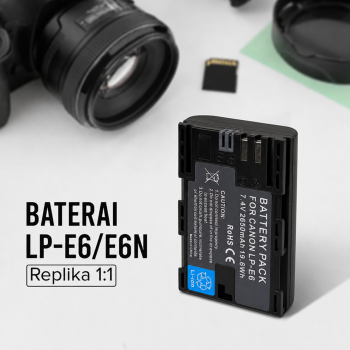 Baterai Kamera Canon EOS 5D Mark II 60D 7D Rechargeable 2650mAh - LP-E6/E6N (Replika 1:1)