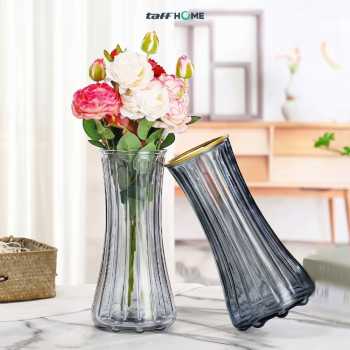 Gambar produk TaffHOME Vas Bunga Kaca Bening Estetik Vintage Glass Flower Vase - Y23 - 2