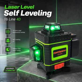Taffware Laser Level Self Leveling 16 Line 4D IP54 with Remote - LD-515