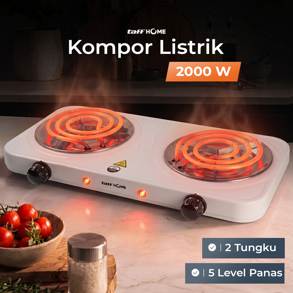 Gambar produk TaffHOME Kompor Listrik 2 Tungku Portable Coil Hot Plate 2000W - C2-2000-05 - Utama