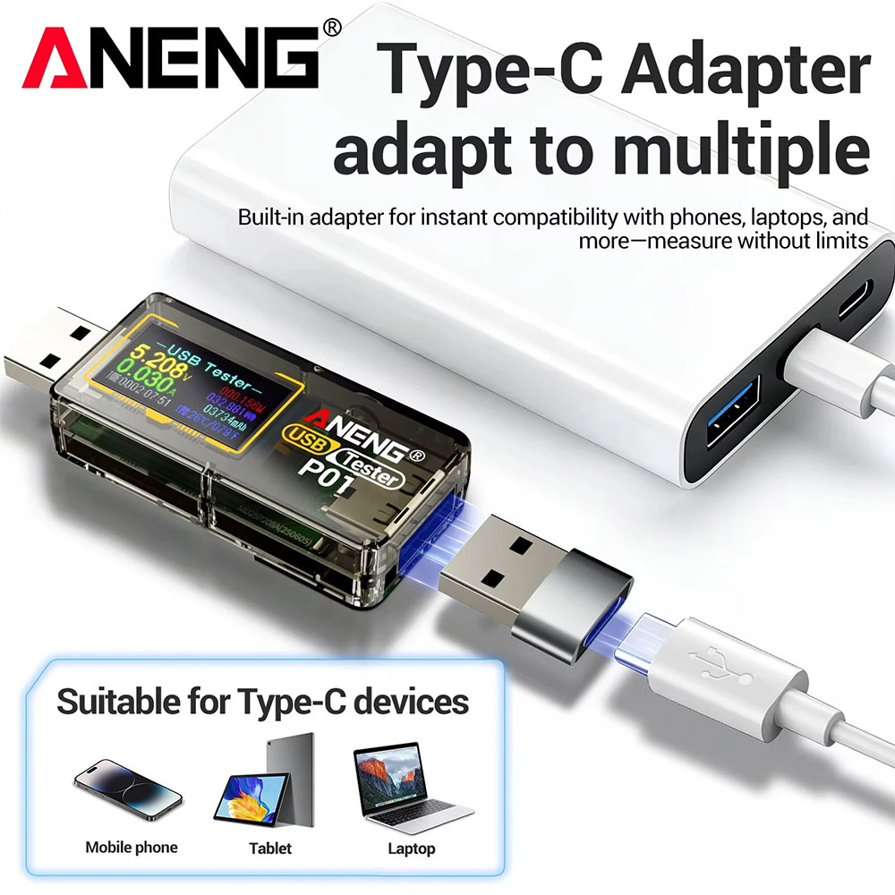 ANENG USB Tester Power Capacity Voltage Alert Detector 4-30V - P01 Gambar produk ANENG USB Tester Power Capacity Voltage Alert Detector 4-30V - P01 - 3