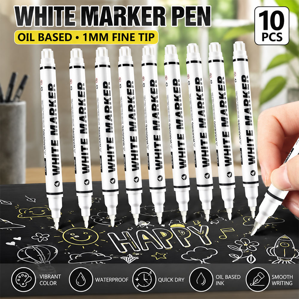 Cane Spidol Permanen White Maker Oil Based Waterproof 1mm 10 PCS - 1160 Gambar produk Cane Spidol Permanen White Maker Oil Based Waterproof 1mm 10 PCS - 1160 - Utama