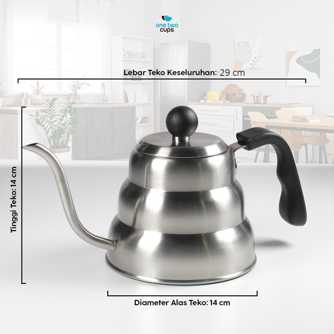 Gambar produk One Two Cups Teko Kopi Leher Angsa Gooseneck Pour Over Drip Kettle 1L - RF-10 - 7