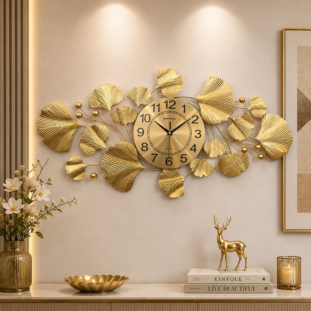 TaffHOME Jam Dinding Besi Iron Ginkgo Luxury Quartz Movement 78cm - 26003 Gambar produk TaffHOME Jam Dinding Besi Iron Ginkgo Luxury Quartz Movement 78cm - 26003 - 6