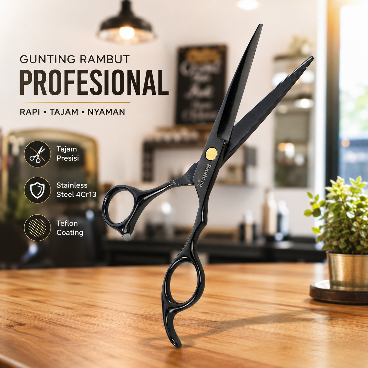 Biutte.co Gunting Rambut Lurus Teflon Coating Stainless Steel 4Cr13 - CL-60 Gambar produk Biutte.co Gunting Rambut Lurus Teflon Coating Stainless Steel 4Cr13 - CL-60 - Utama