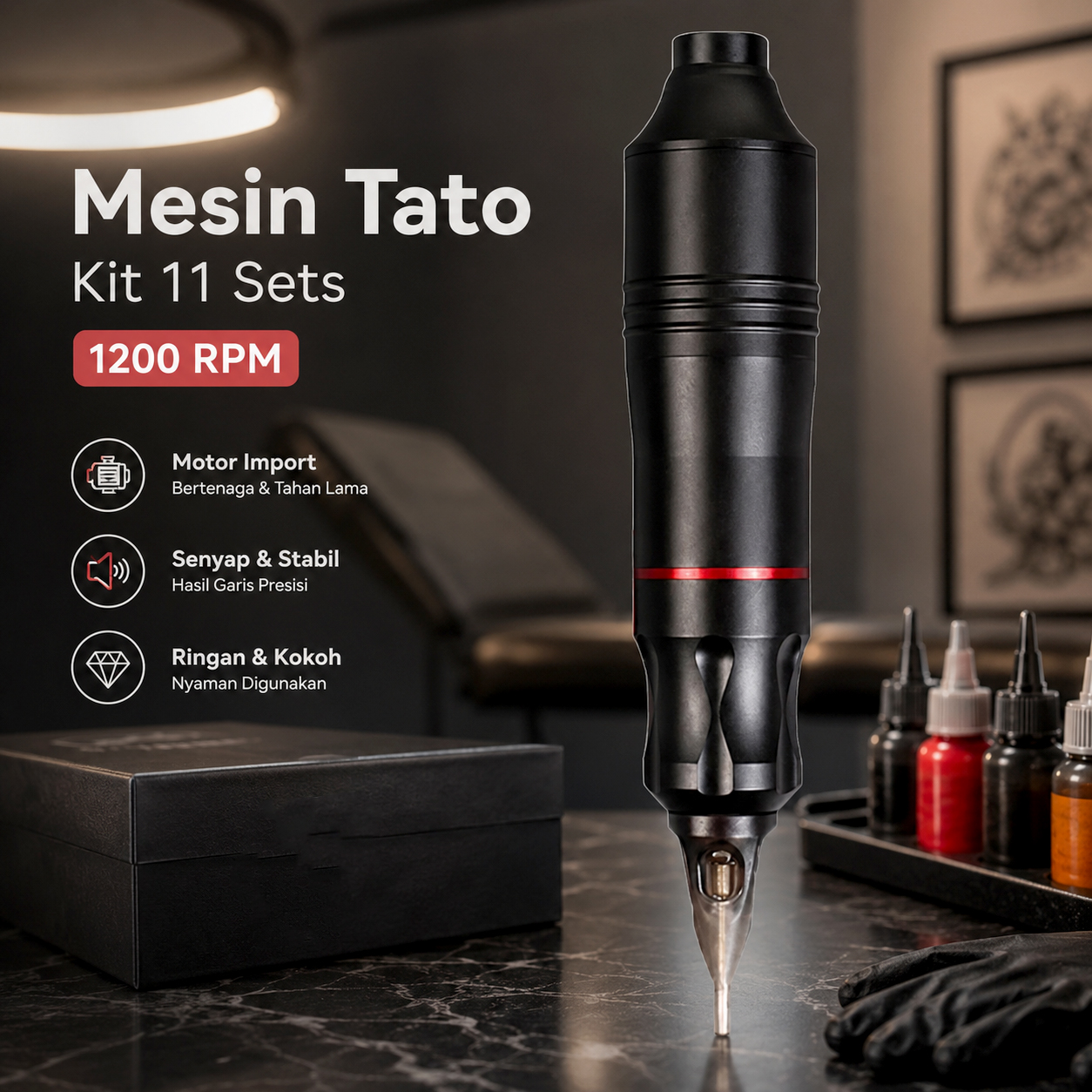 Gambar produk ShangDi Mesin Tato Rotary Tattoo Gun Machine Kit 11 Sets - TPN-020 - Utama