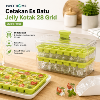 TaffHOME Cetakan Es Batu Jelly Kotak 28 Grid Quick Press - YJ-28