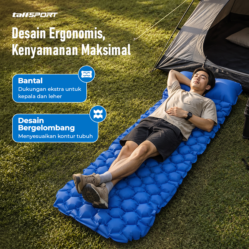 Gambar produk TaffSPORT Kasur Matras Angin Manual Sleeping Pad Waterproof Single - SB-10 - 3