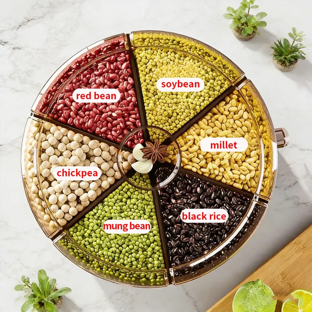 RYNALI Dispenser Beras Putar 360 MoistureProof Grain 6 Grid 5kg - YM7 Gambar produk RYNALI Dispenser Beras Putar 360 MoistureProof Grain 6 Grid 5kg - YM7 - 4