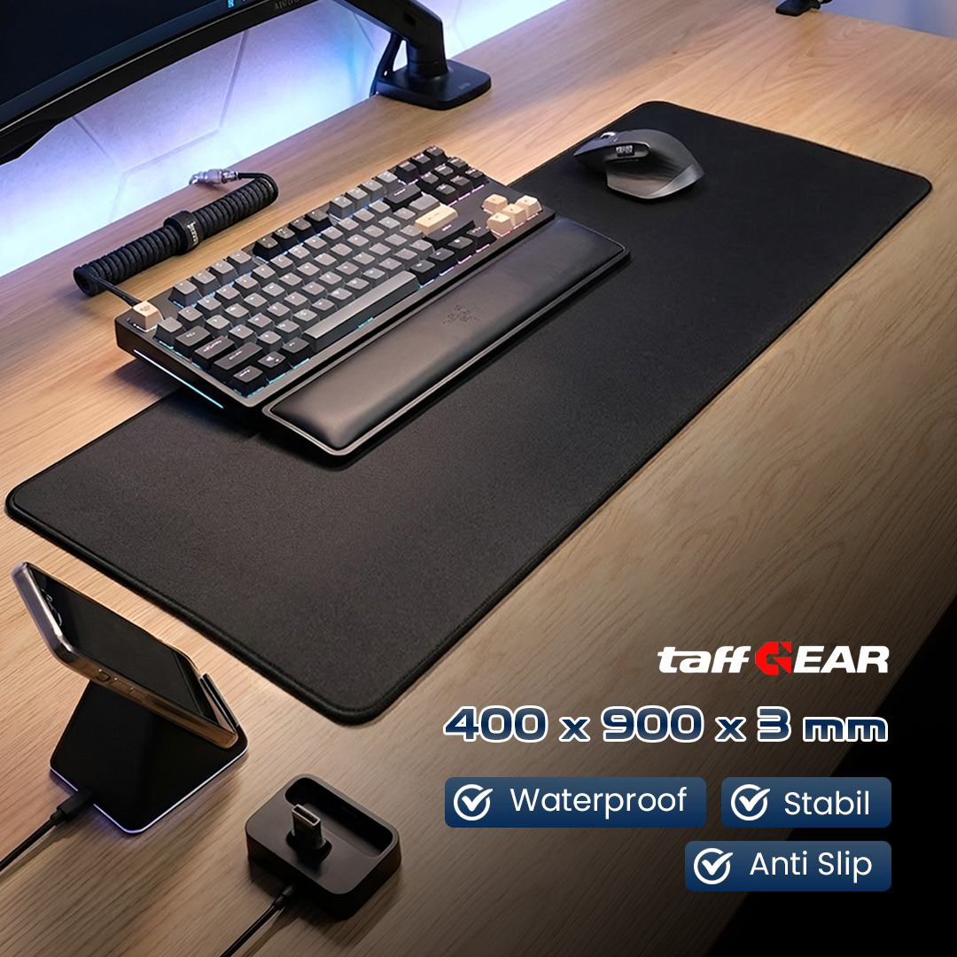 Gambar produk TaffGEAR Gaming Mouse Pad XL Desk Mat Polos Anti Slip Waterproof 400x900x3mm - MP001 - Utama