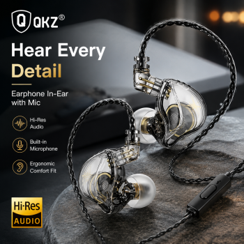 QKZ Earphone In-Ear Wired Detachable HiFi Noise Cancellation with Mic - ZXT