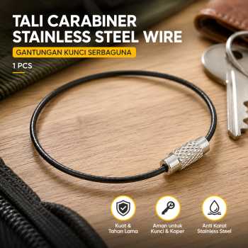 Gambar produk Tali Carabiner Stainless Steel Wire Keys Gantungan Kunci Koper 1 PCS - 201380