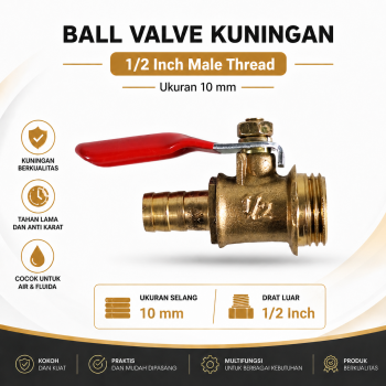 MAXLA Stop Kran Air Ball Valve Kuningan Male Thread 1/2 Inch - DN30
