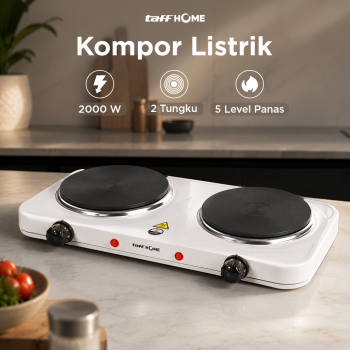 TaffHOME Kompor Listrik 2 Tungku Portable Hot Plate 2000W - H2-2000-04