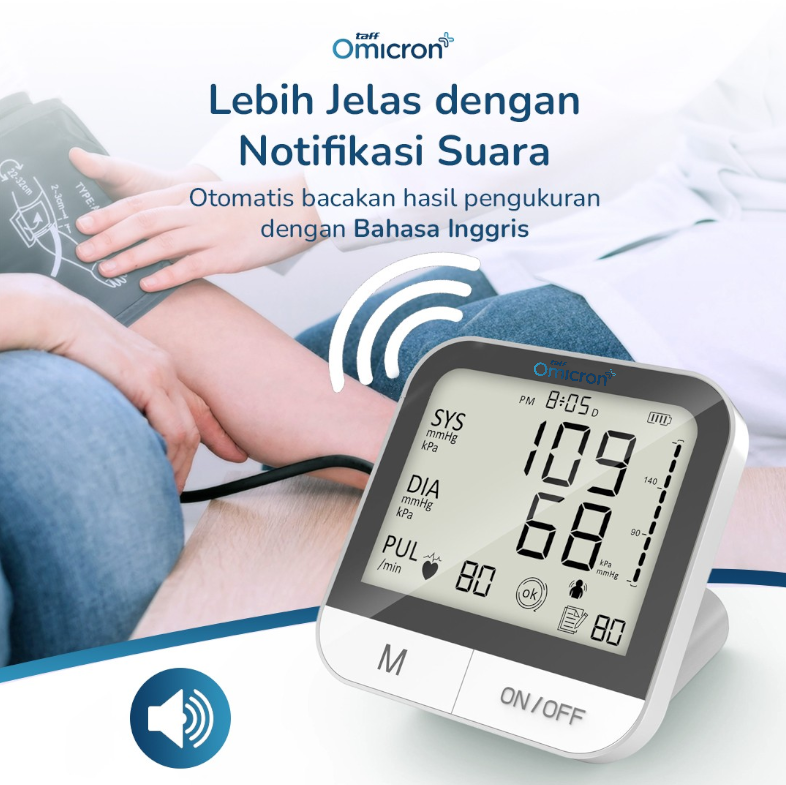 Gambar produk TaffOmicron Tensimeter Digital Pengukur Tekanan Darah English Voice - BMP-A7VL - 2