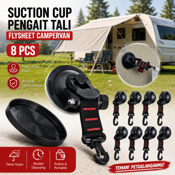 URJI Suction Cup Pengait Tali Flysheet Awning Camping Campervan 8 PCS - 4X