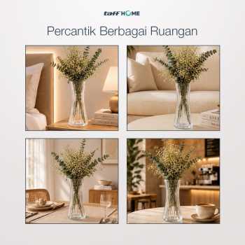 Gambar produk TaffHOME Vas Bunga Kaca Bening Estetik Vintage Glass Flower Vase - Y23 - 5