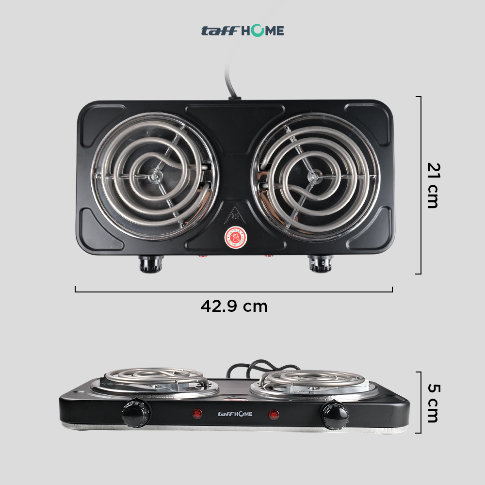 Gambar produk TaffHOME Kompor Listrik 2 Tungku Portable 5 Gear Coil Hot Plate 2000W - C2-2000-20 - 8