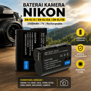 Baterai Kamera Nikon 1 V1 D600 D610 D7000 D7100 D800 D800E 2550mAh - (Replika 1:1)
