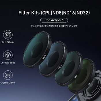 TELESIN Lens Camera Filter Kit CPL VND8-32 DJI Osmo Action 6 Thread - S5-FLT-72-TDJ