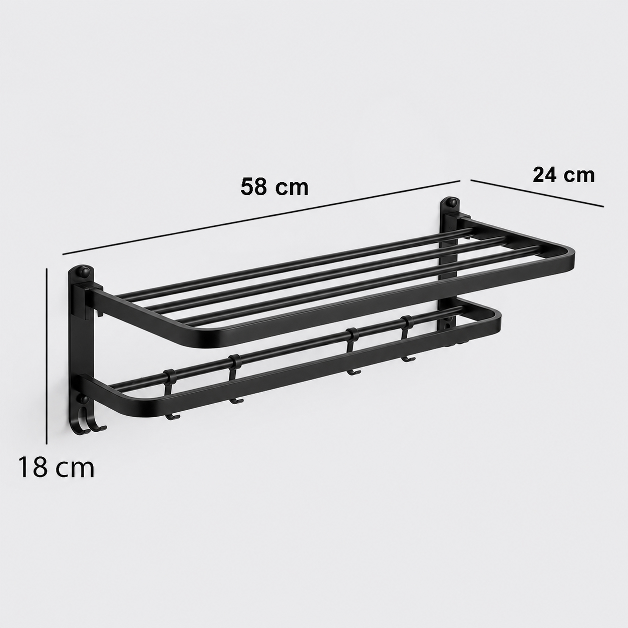 Gambar produk CANRY Rak Dinding Kamar Mandi Gantungan Handuk Double Layer Foldable 58cm - C2 - 5
