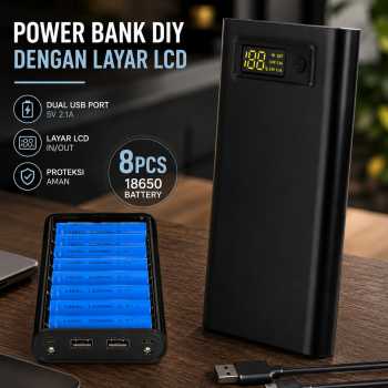 Kebidumei Power Bank DIY Case Dual USB Port 8 PCS 18650 Flat Top - S8