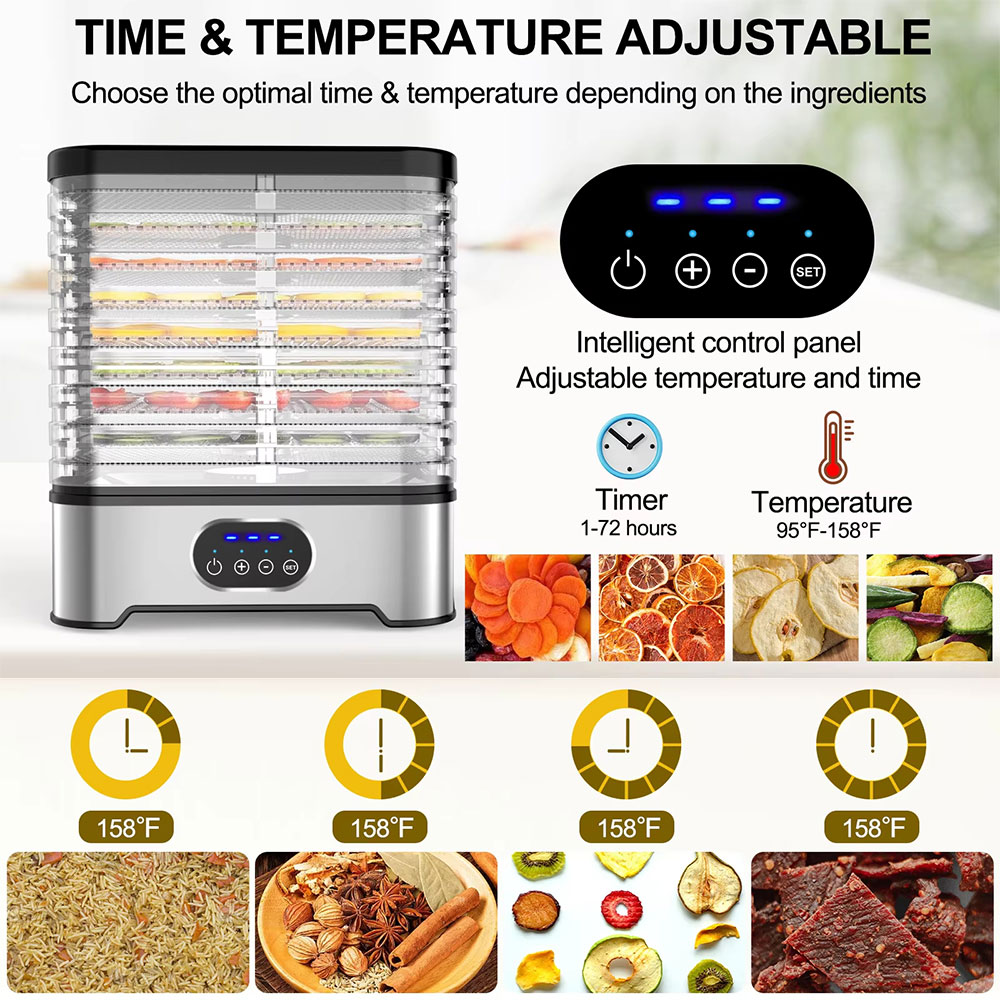 ZELP Mesin Pengering Makanan Food Dehydrator Touch Panel 8 Layer 400W - RZ-166 Gambar produk ZELP Mesin Pengering Makanan Food Dehydrator Touch Panel 8 Layer 400W - RZ-166 - 3