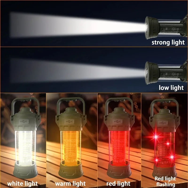 PACOONE Lampu Camping Tenda Gantung Flashlight Retro Style 1200mAh - LY25 Gambar produk PACOONE Lampu Camping Tenda Gantung Flashlight Retro Style 1200mAh - LY25 - 1