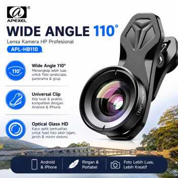 Gambar produk APEXEL Lensa Kamera HP Wide Angle Lens 110 Degree With Universal Klip - APL-HB110