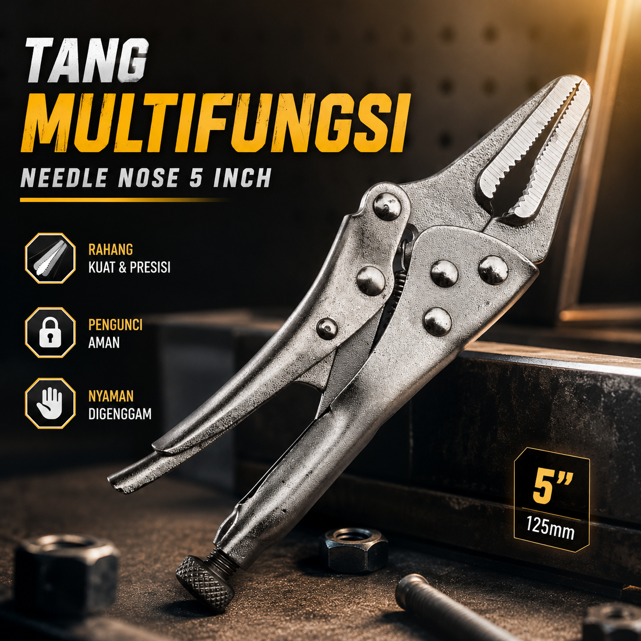 Gambar produk LAOA Tang Multifungsi Pliers Manual Mouth C Type Needle Nose 5 Inch - L100 - Utama