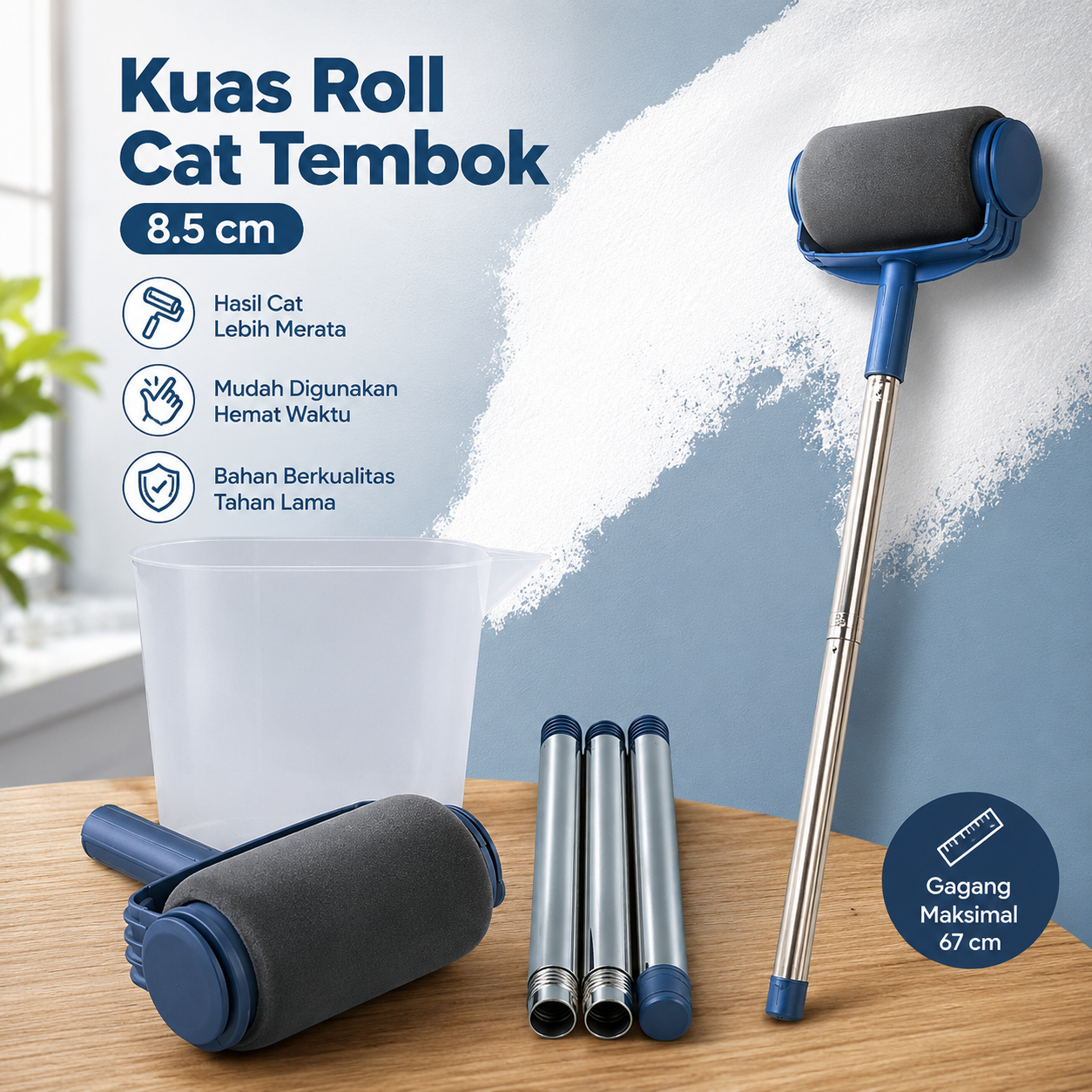 Gambar produk Alloet Kuas Roll Cat Tembok Paint Roller Brush 8.5cm - HD-TVYQS - Utama